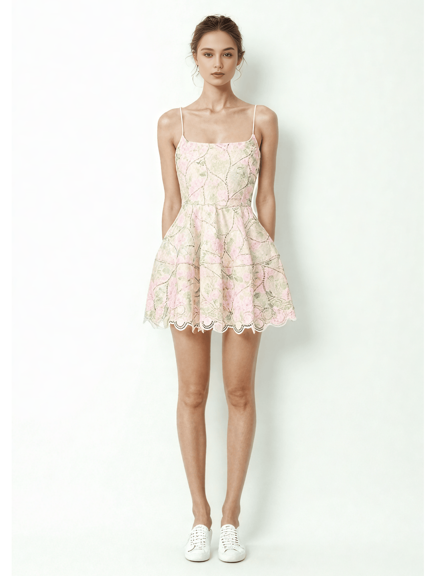 Color Block Strap Short Dress - SISPELL