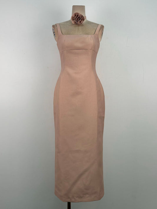 Square Collar Solid Long Dress