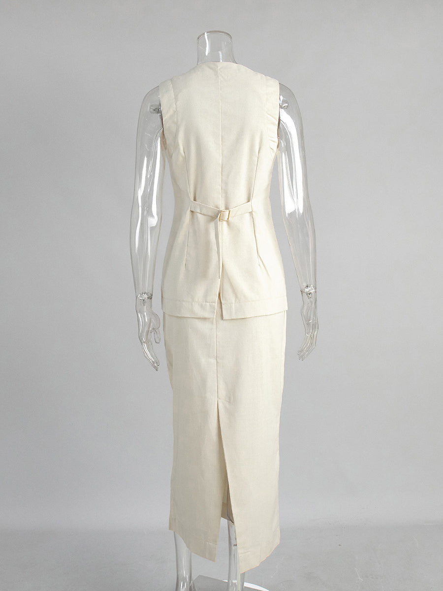 Solid Sleeveless Two Piece Set