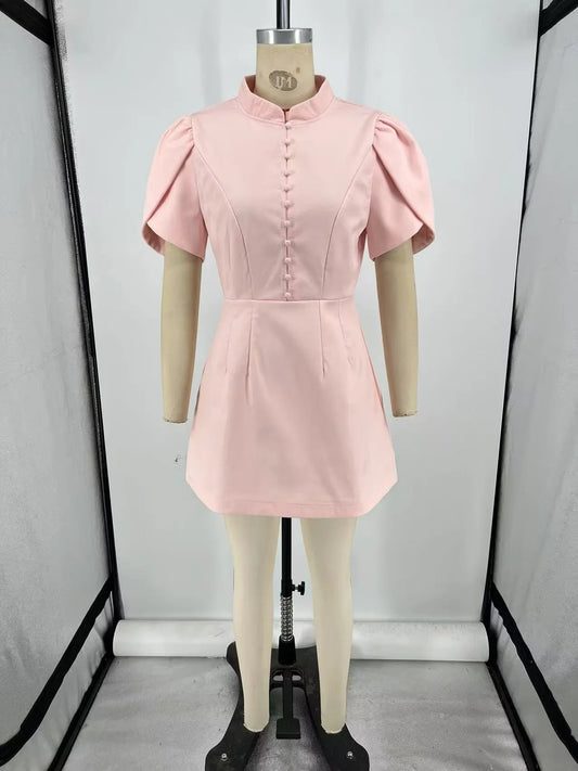 Elegant Chic Solid Short Dress - SISPELL