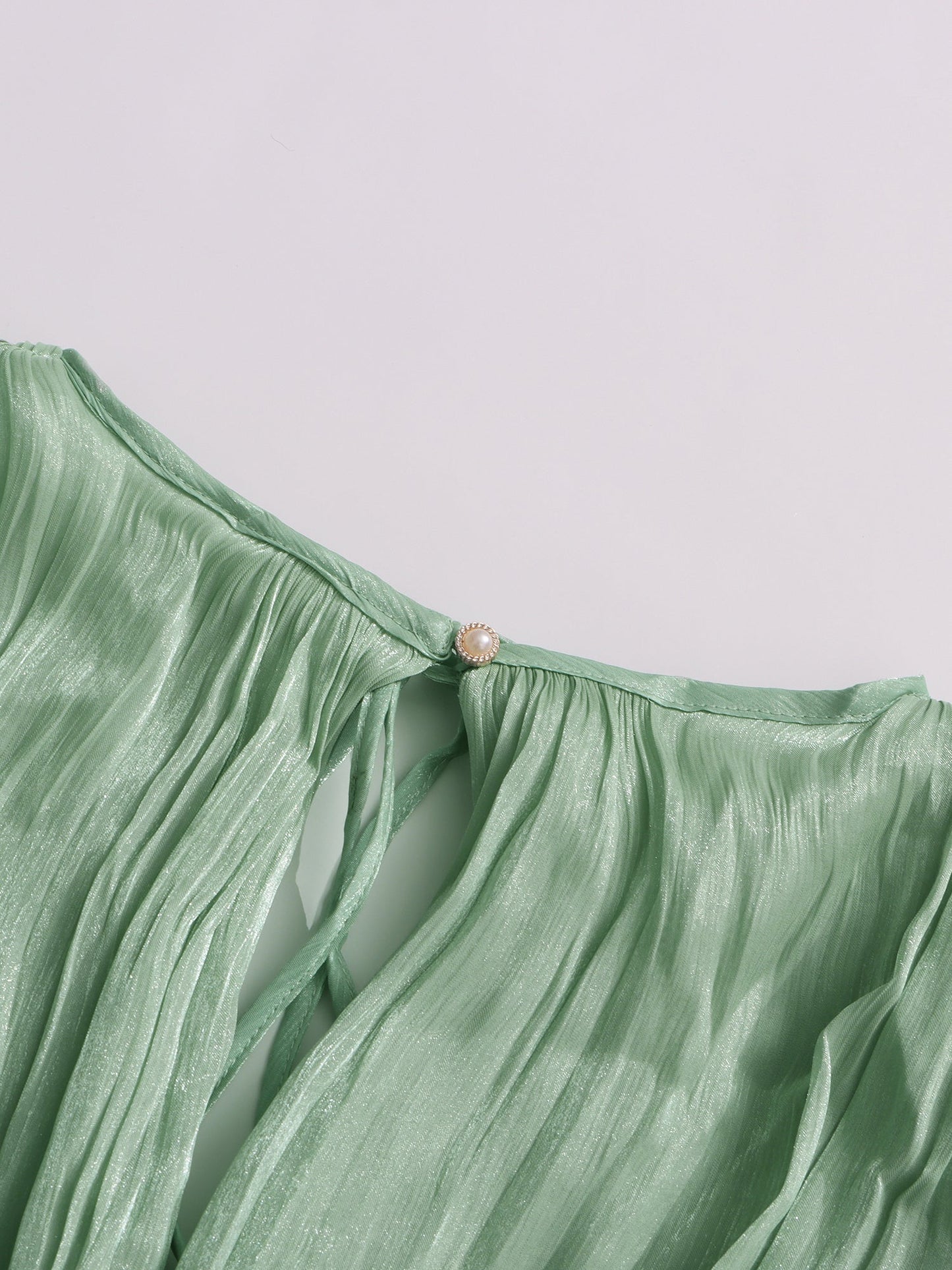 Elegant Mint Green Tie - Back Wrap Mini Dress - SISPELL