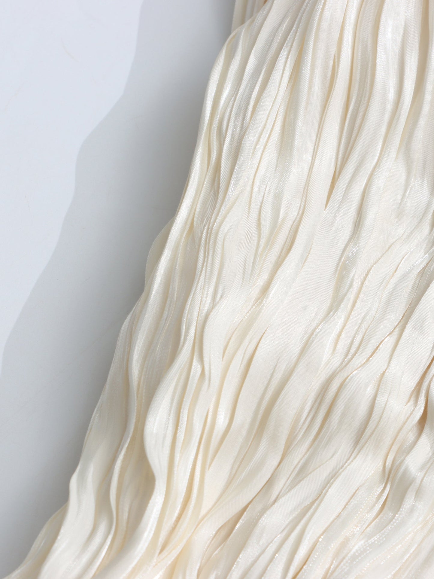 Ethereal Ivory Draped Asymmetric Mini Dress with Sash - SISPELL