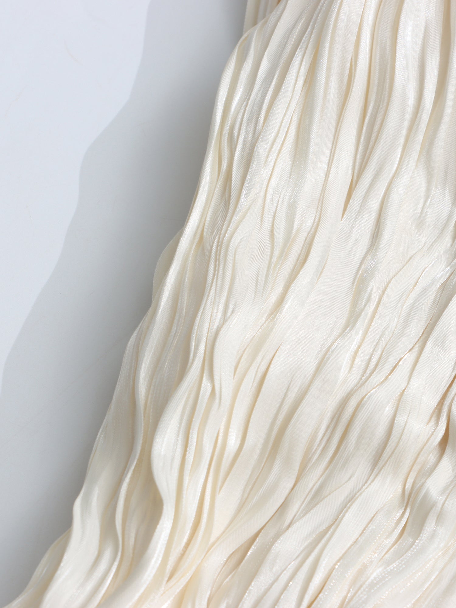 Ethereal Ivory Draped Asymmetric Mini Dress with Sash - SISPELL