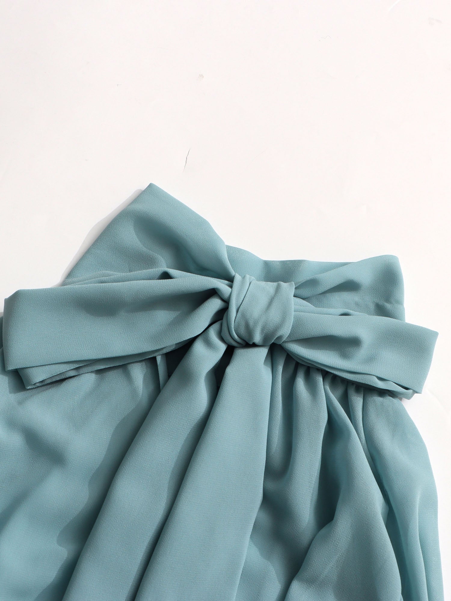 Ethereal Light Blue Sheer High Neck Asymmetric Blouse - SISPELL