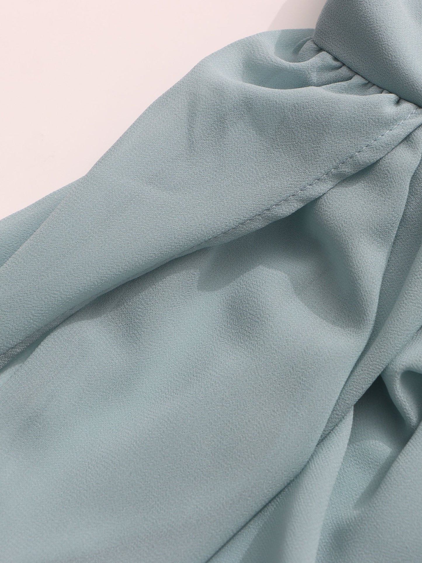 Ethereal Light Blue Sheer High Neck Asymmetric Blouse - SISPELL