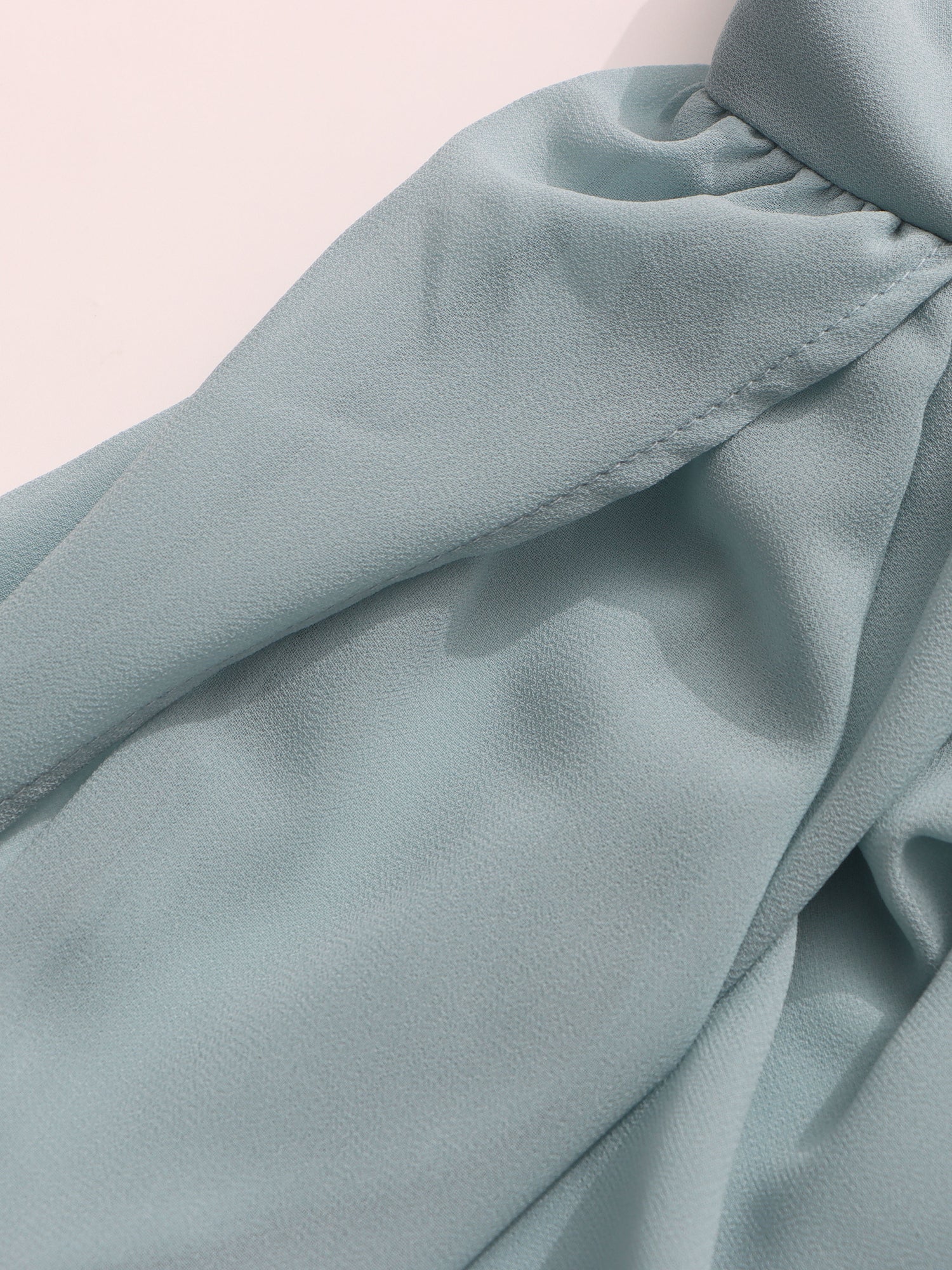 Ethereal Light Blue Sheer High Neck Asymmetric Blouse - SISPELL