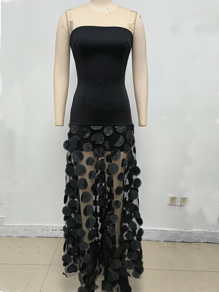 Off Shoulder Patchwork Long Dress