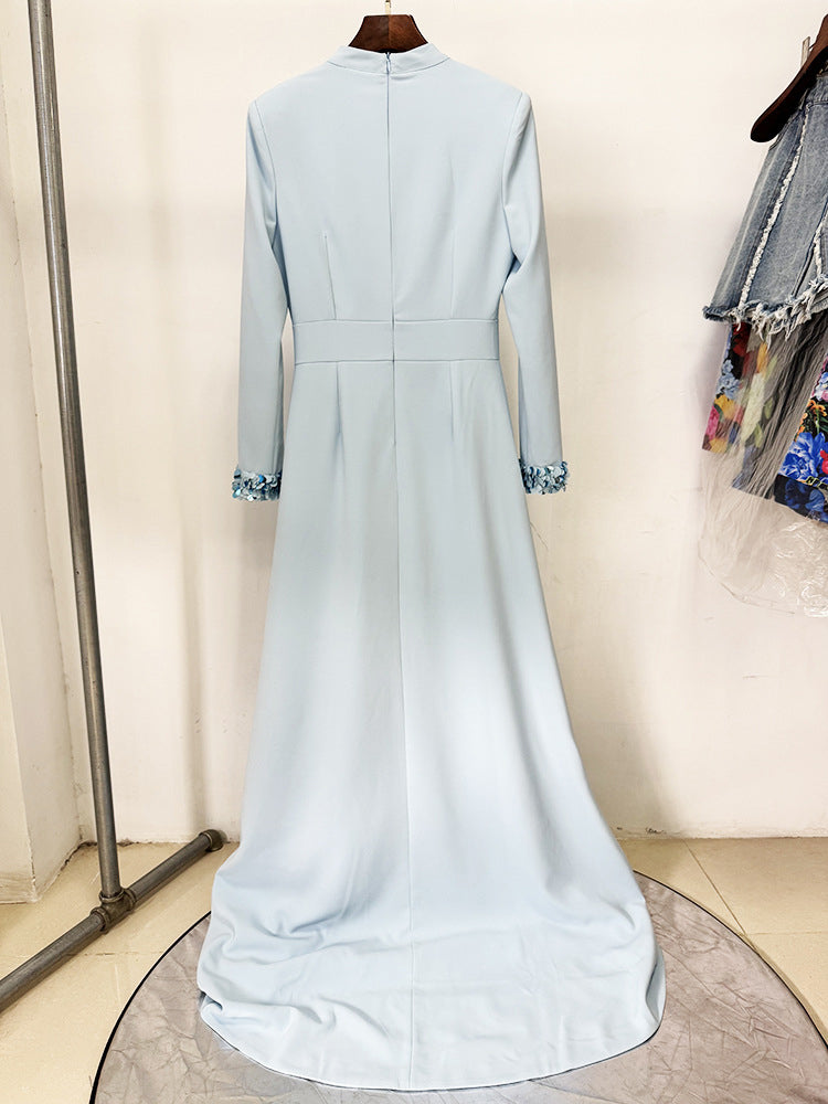 Patchwork Sequins Solid Long Dress