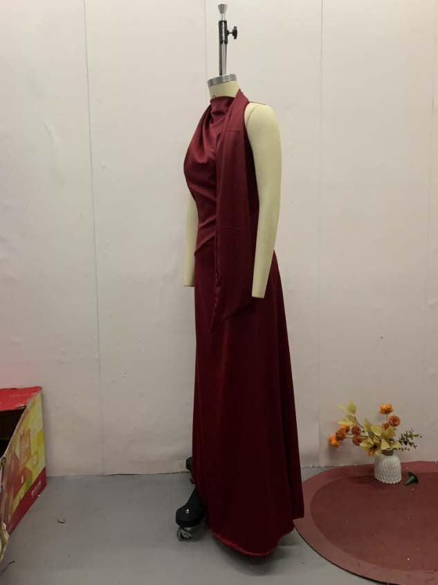 Sleeveless Backless Solid Long Dress