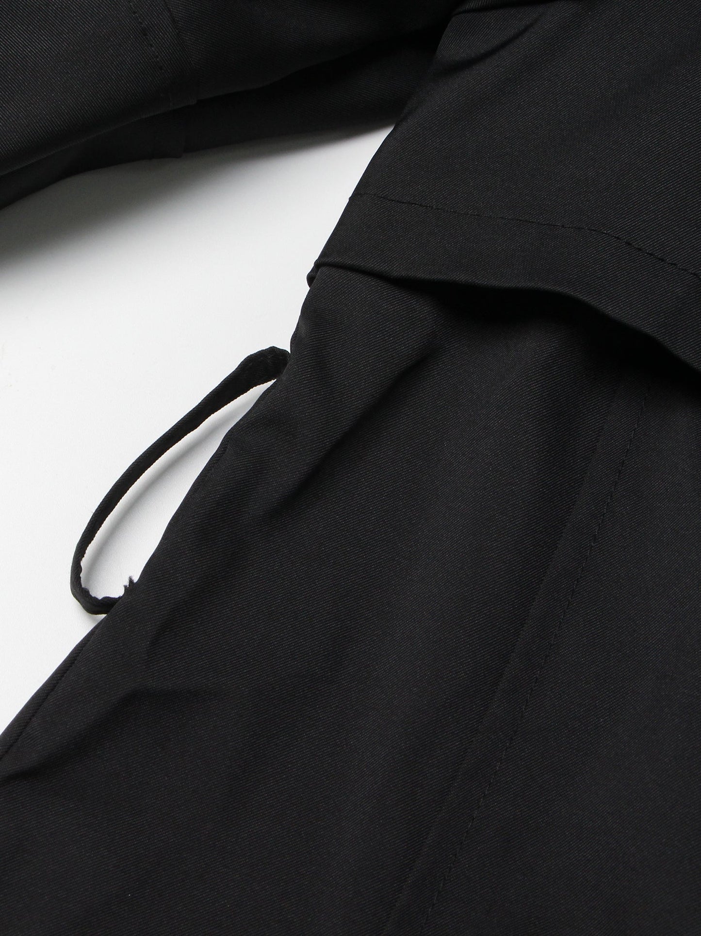 Gothic - Chic Black Ruffled Trench Coat with Belt - SISPELL