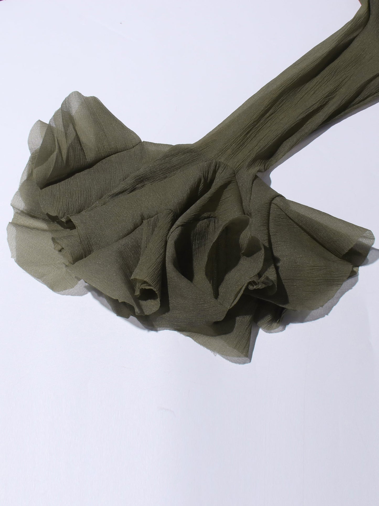 Green Bell Sleeve Ruffled Long Dress with Button Front - SISPELL