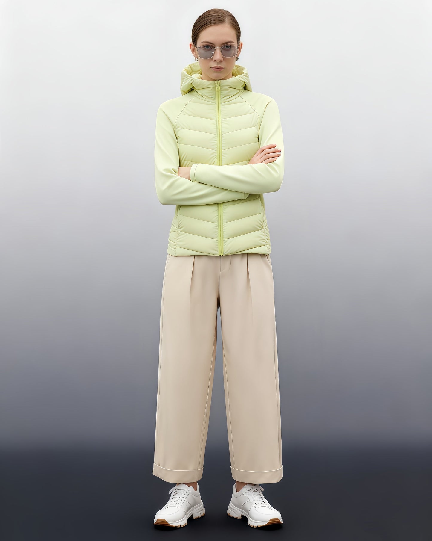 Green Lightweight Down Jacket with Hood - SISPELL