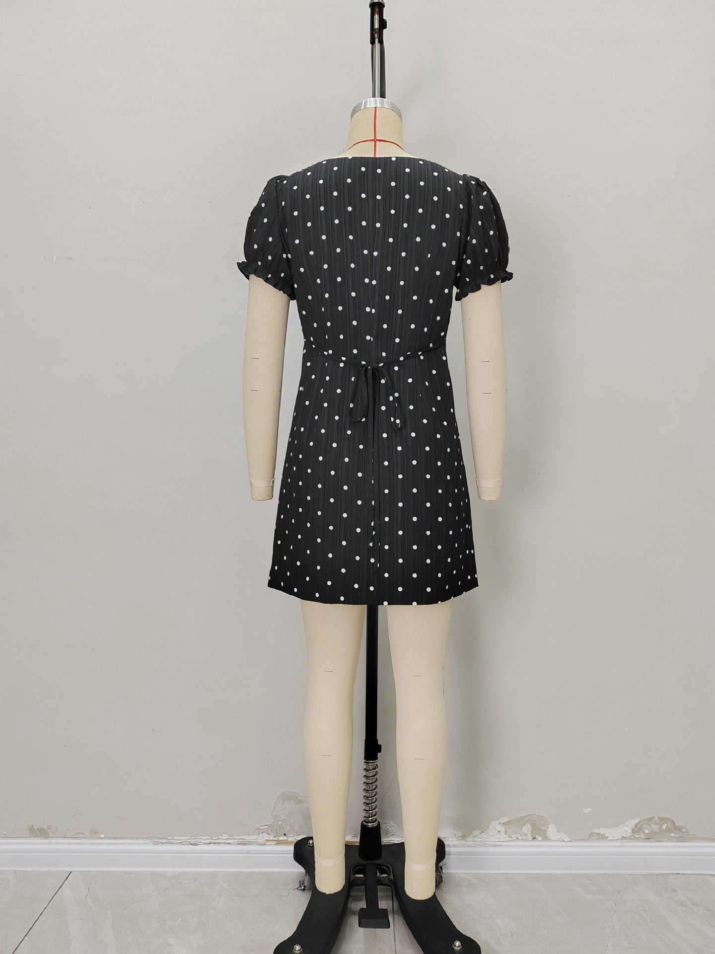 Hit Color Wave Point Short Dress - SISPELL