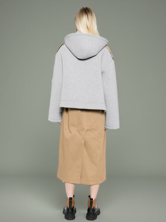 Khaki Hooded Double - Breasted Trench Coat - SISPELL