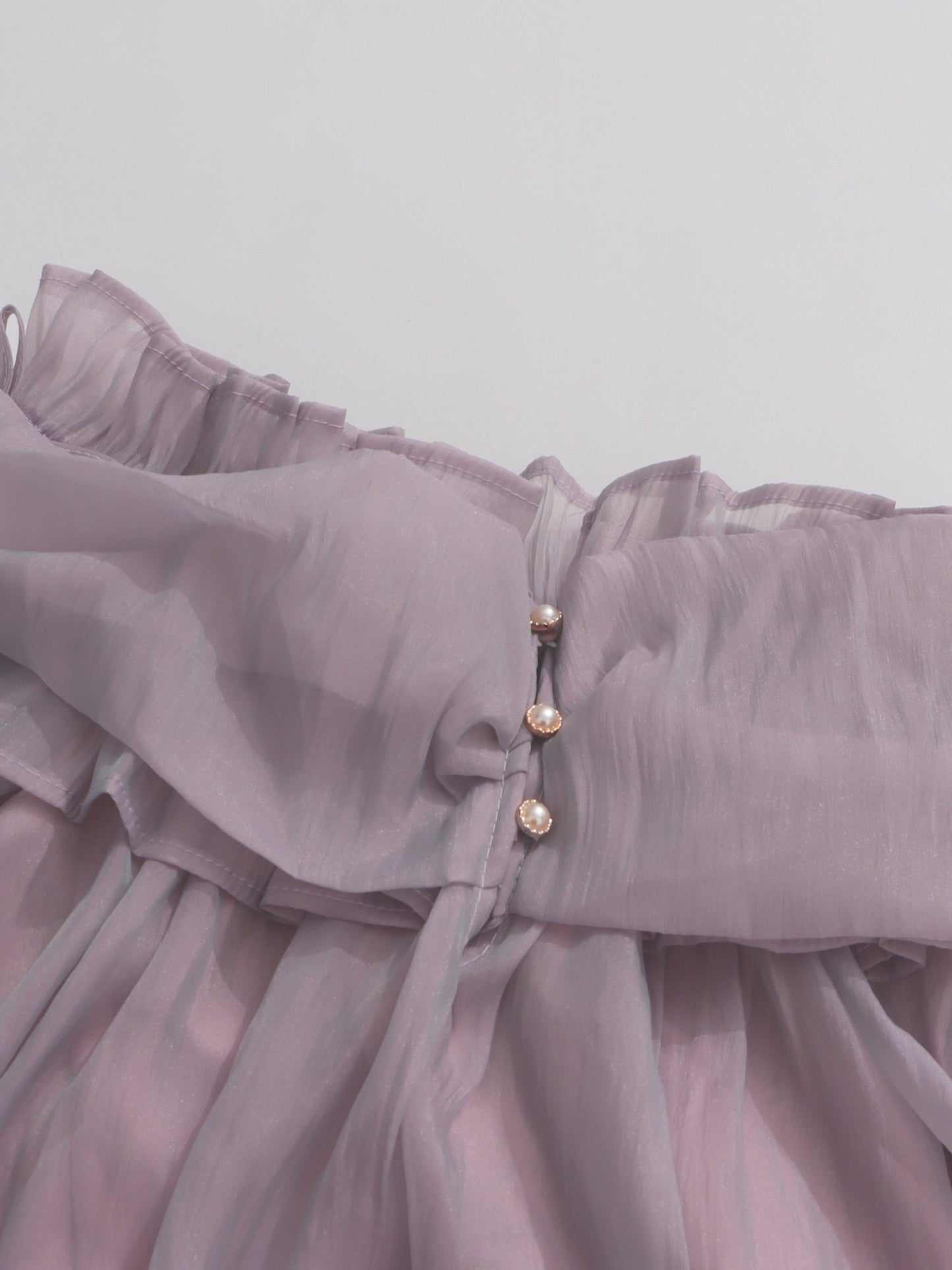 Light Purple Off - Shoulder Ruffled Sheer Blouse - SISPELL