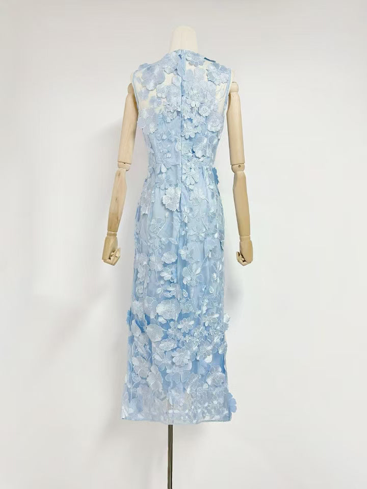 Elegant Patchwork Flower Long Dress