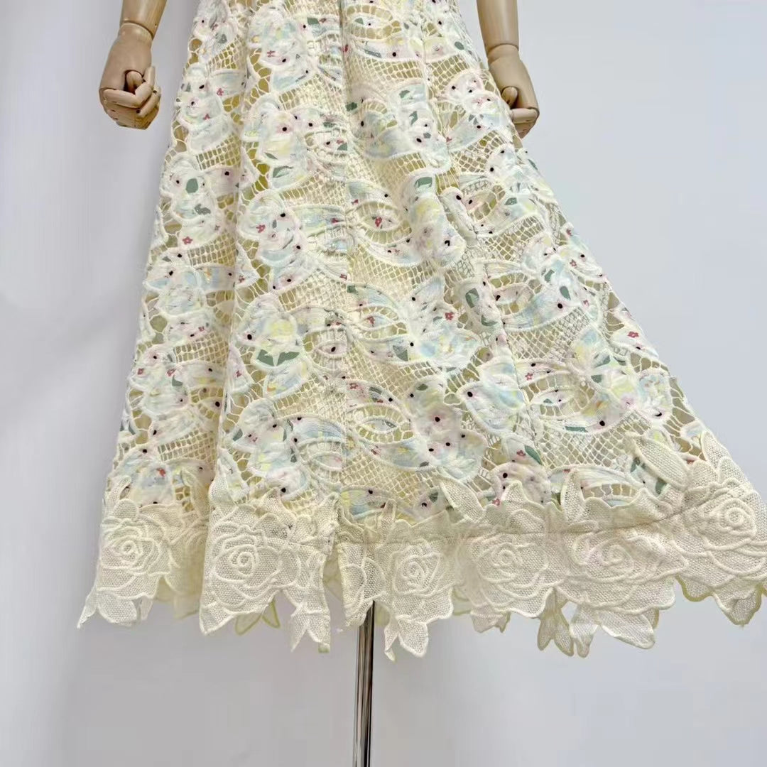 Lapel Ruffles Solid Long Dress