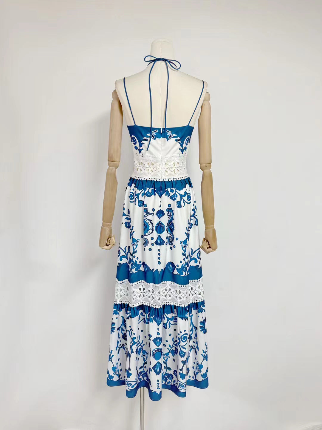 Elegant Patchwork V-neck Long Dress