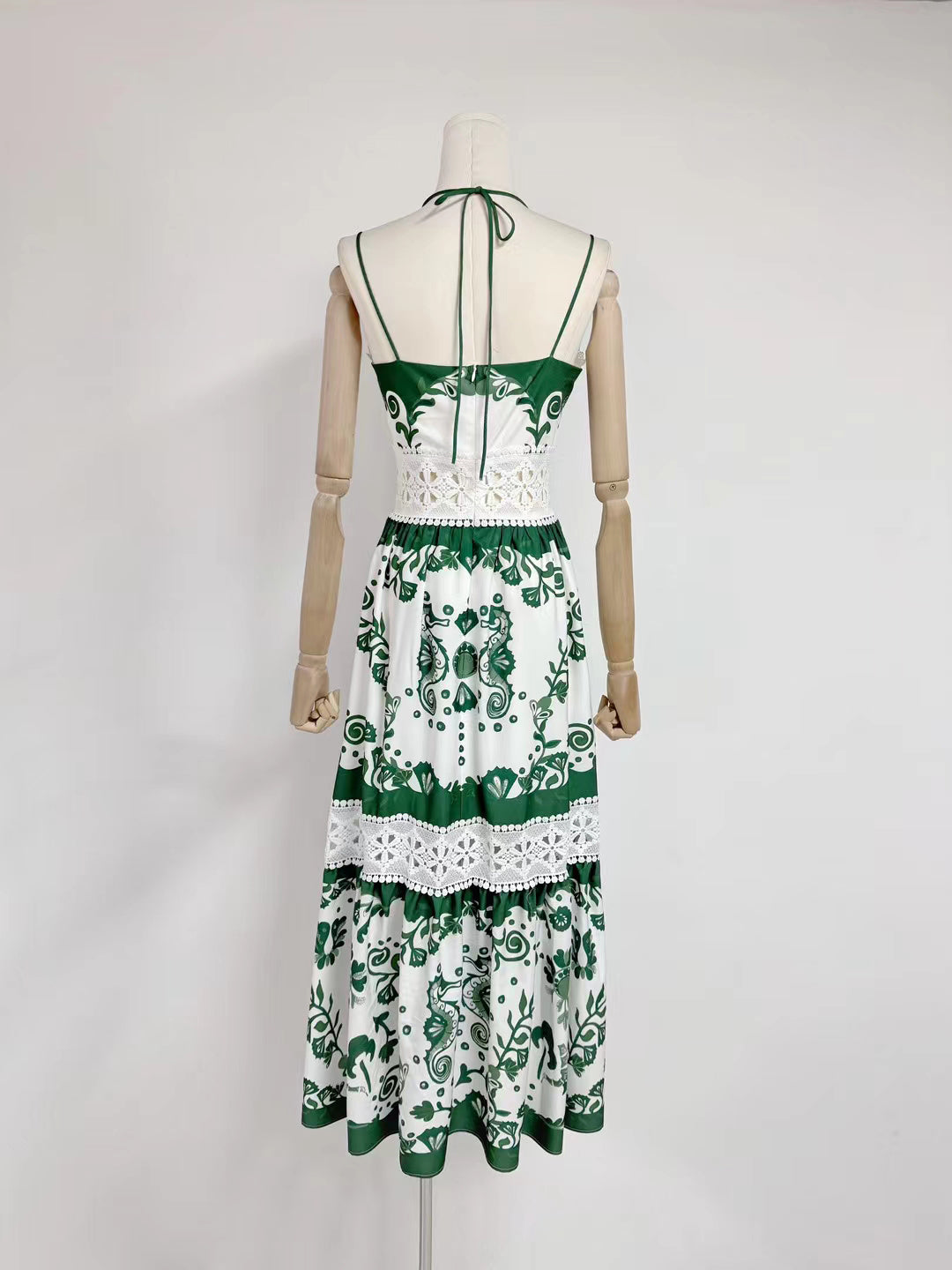 Elegant Patchwork V-neck Long Dress