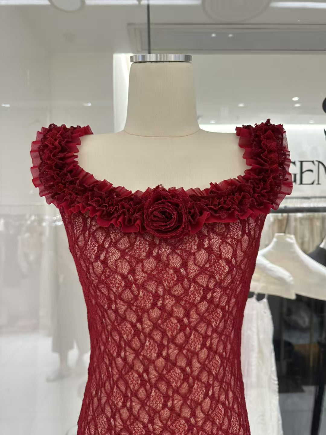 Solid Lace Patchwork Mini Dress