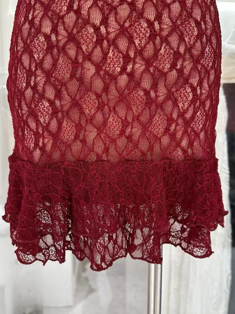 Solid Lace Patchwork Mini Dress