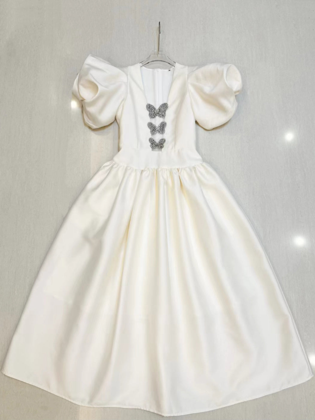 V-neck Patchwork Diamonds Midi Dress