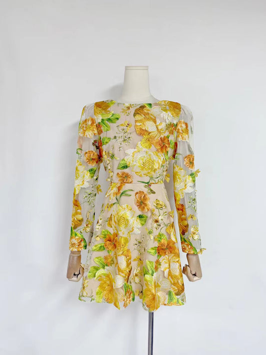 Temperament Elegant Print Short Dress