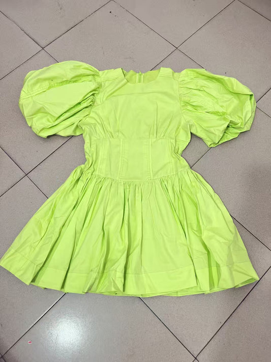 Solid Round Neck Short Dress