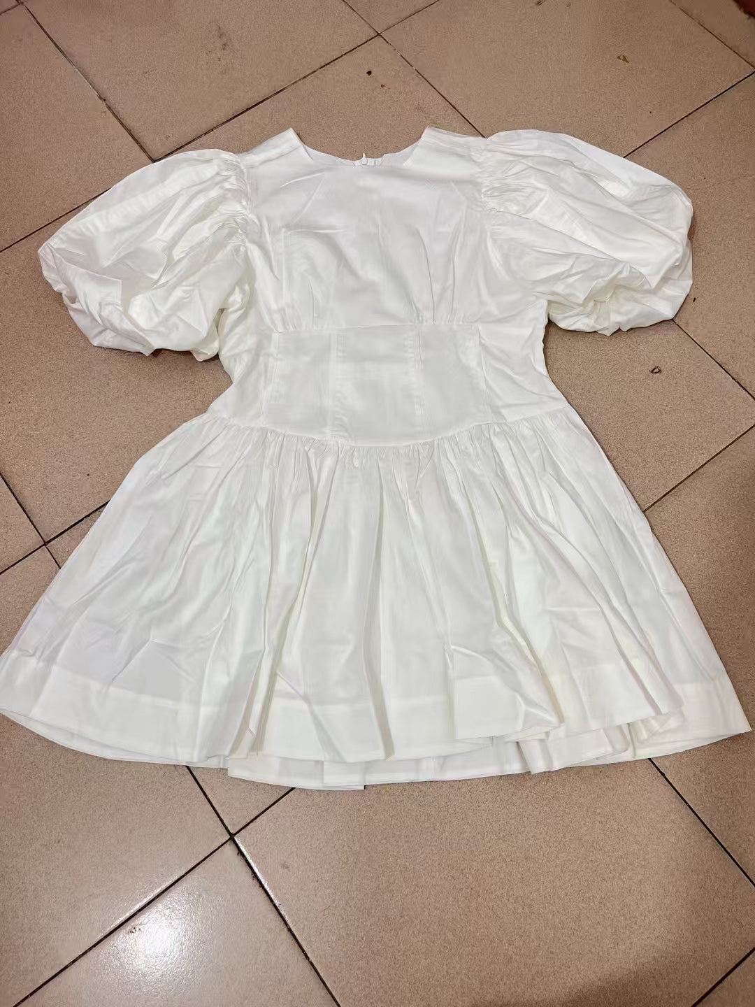 Solid Round Neck Short Dress