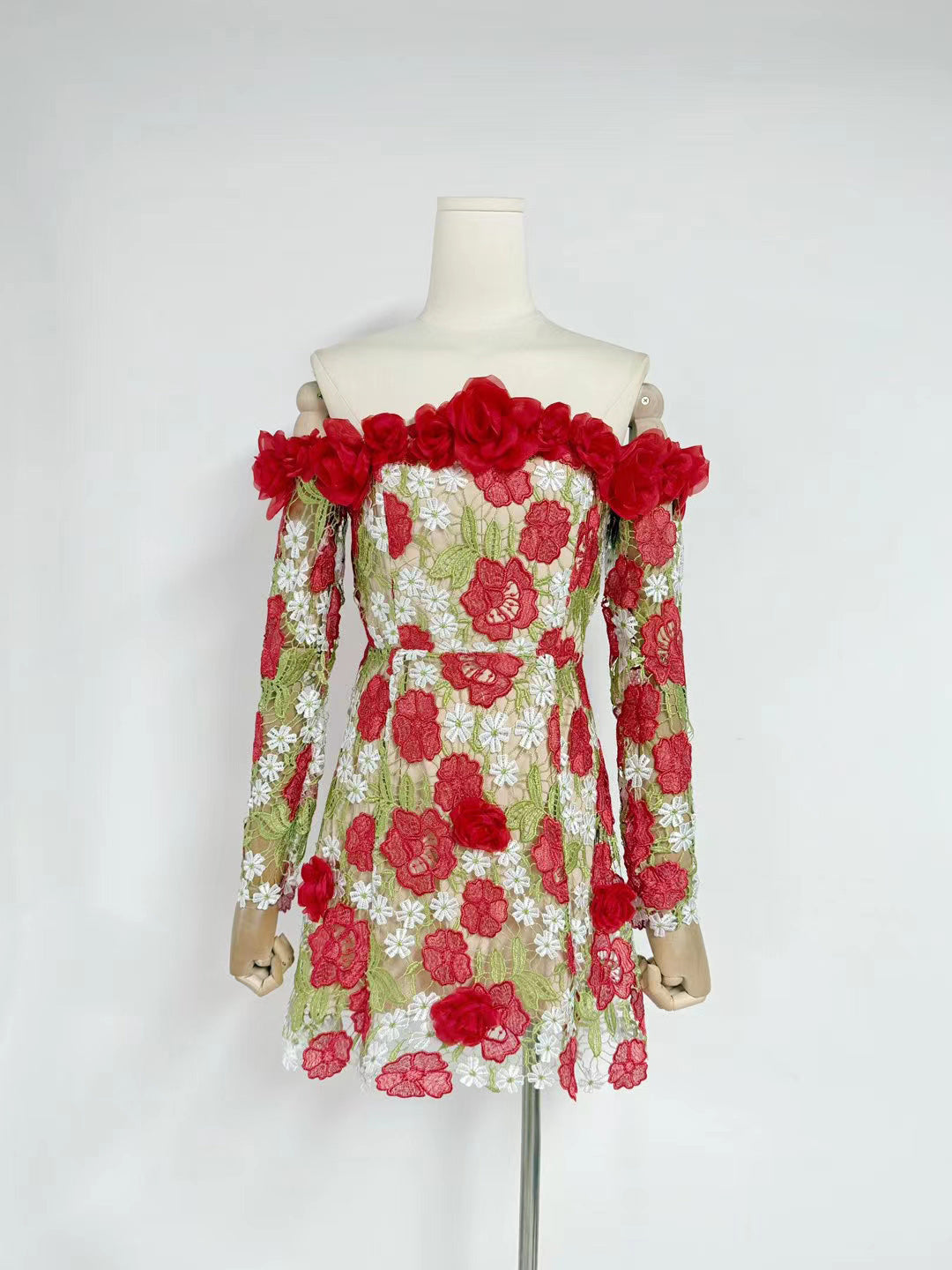 Off Shoulder Patchwork Mini Dress