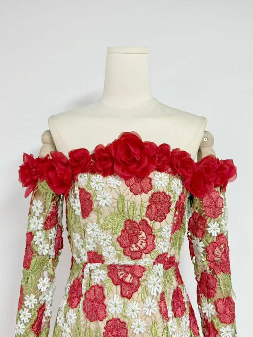 Off Shoulder Patchwork Mini Dress