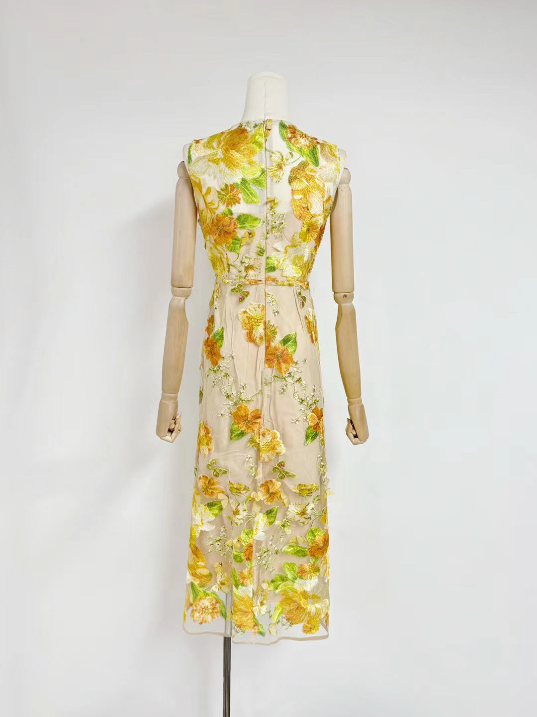 Patchwork Flower Sleeveless Long Dress