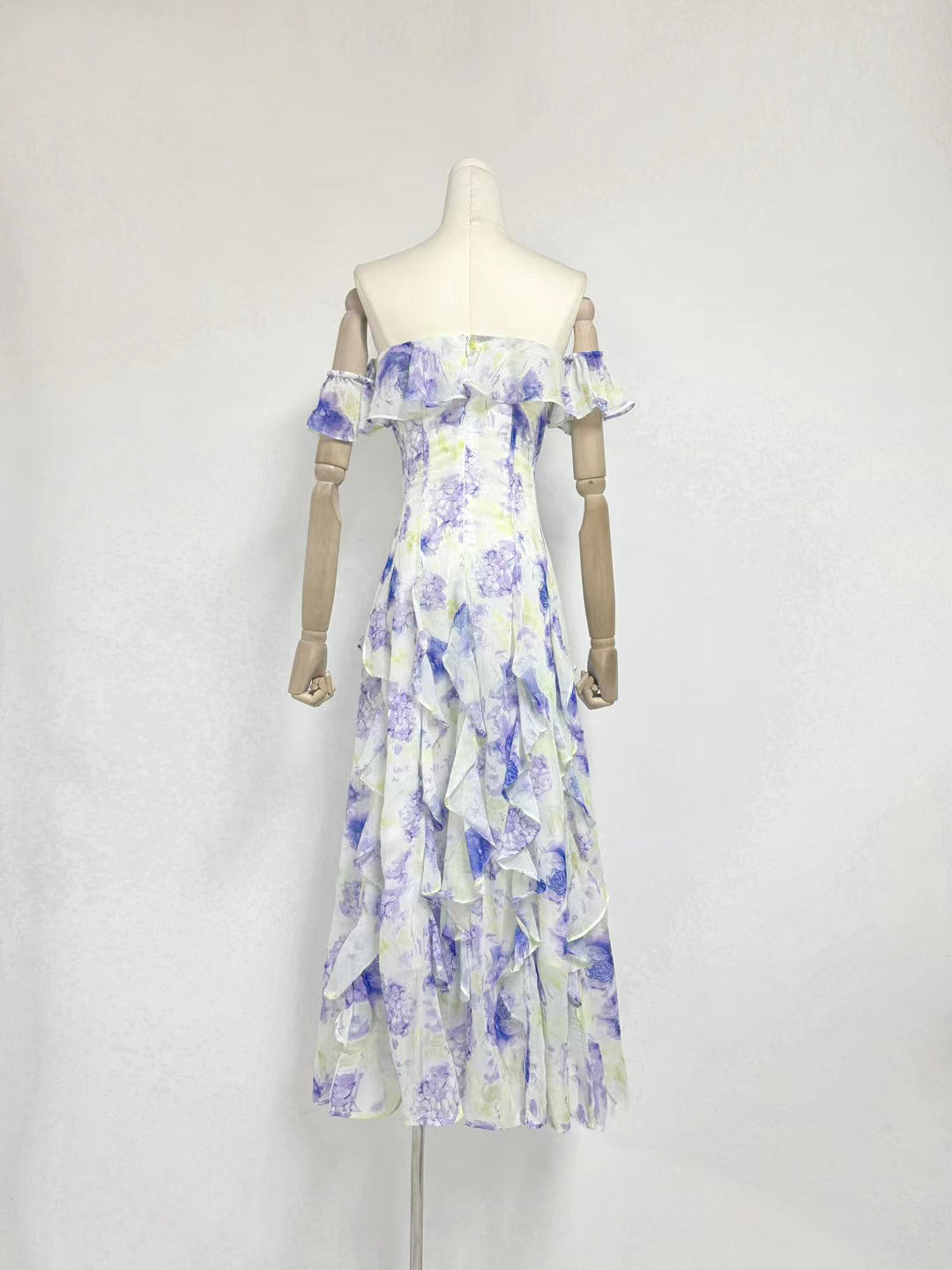 One Line Ruffles Long Dress
