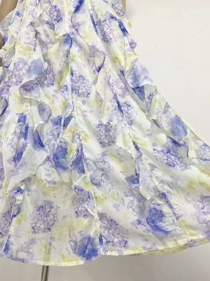 One Line Ruffles Long Dress