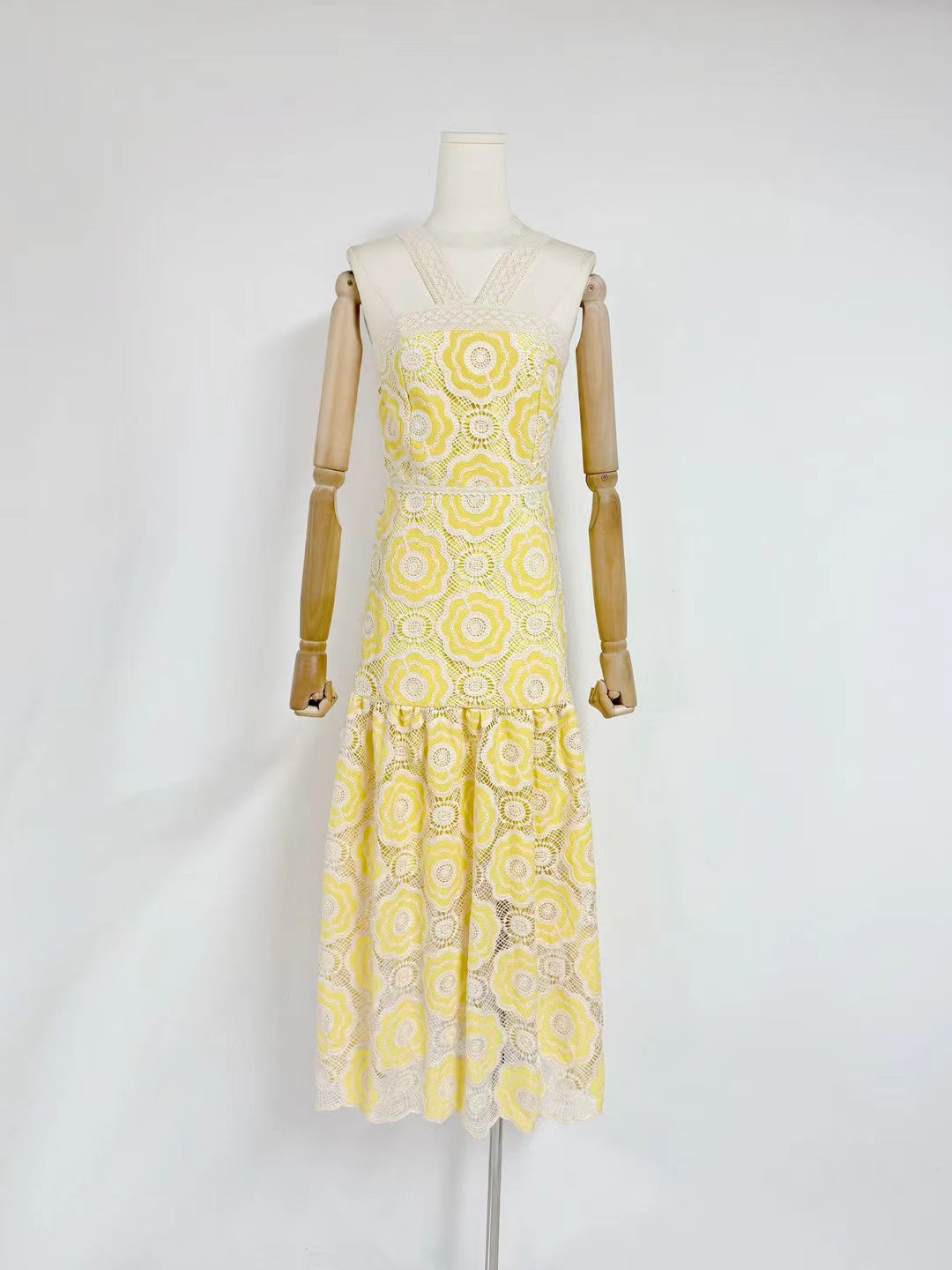 Elegant Patchwork Strap Long Dress