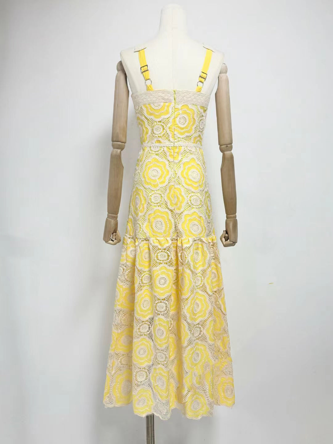 Elegant Patchwork Strap Long Dress