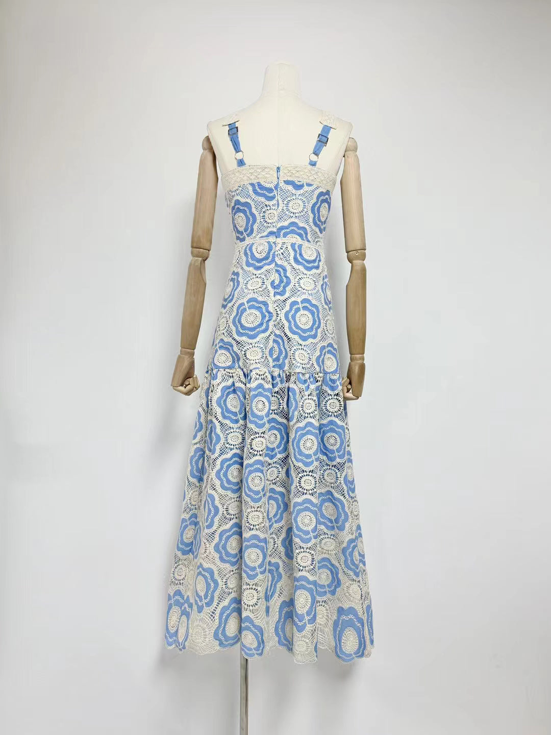 Elegant Patchwork Strap Long Dress