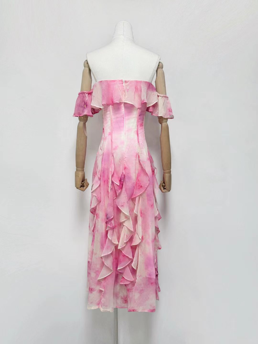 One Line Ruffles Long Dress