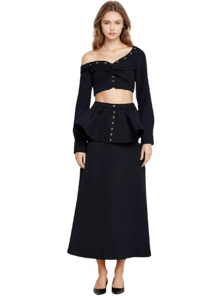 2- piece Set Diagonal Top A Line Skirt