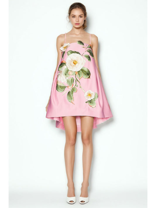 Patchwork Flower Starp Short Dress - SISPELL
