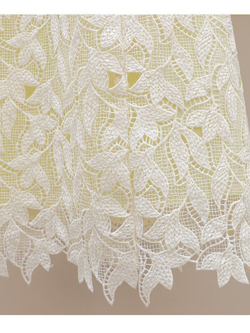 Patchwork Lace Bowknot Short Dress - SISPELL