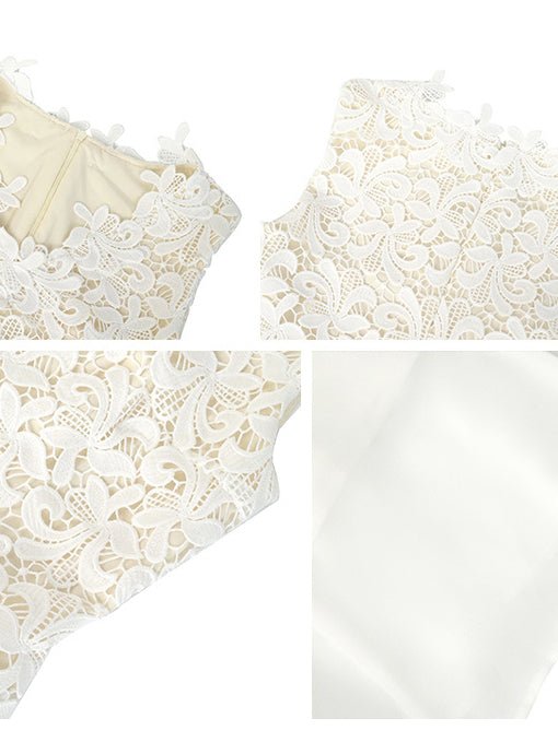 Patchwork Lace Mesh Solid Long Dress - SISPELL