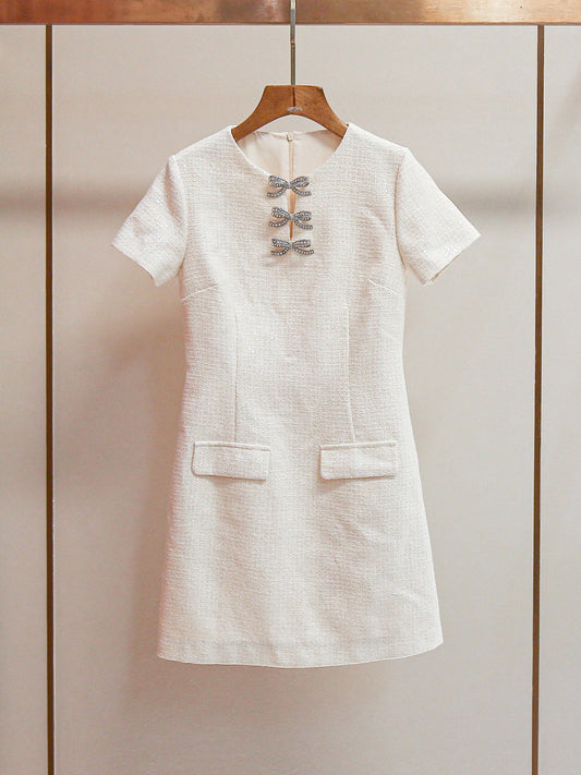 Patchwork Sequins Diamonds Short Dress - SISPELL