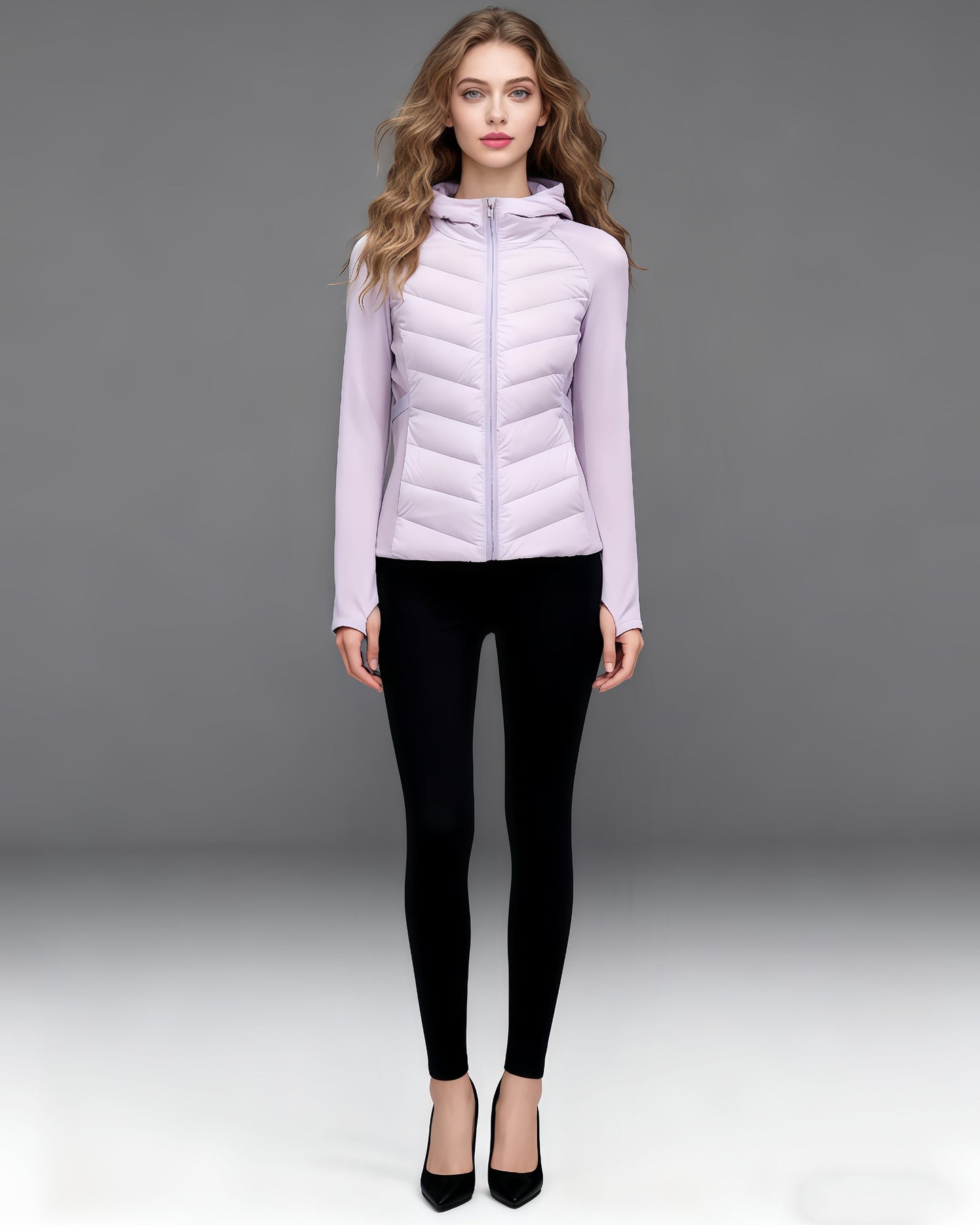 Purple Lightweight Down Jacket with Hood - SISPELL