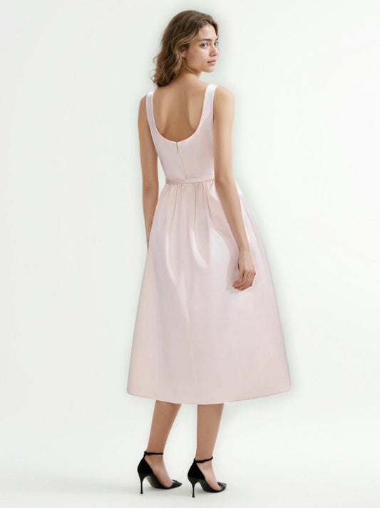 Solid Patchwork Flower Midi Dress - SISPELL