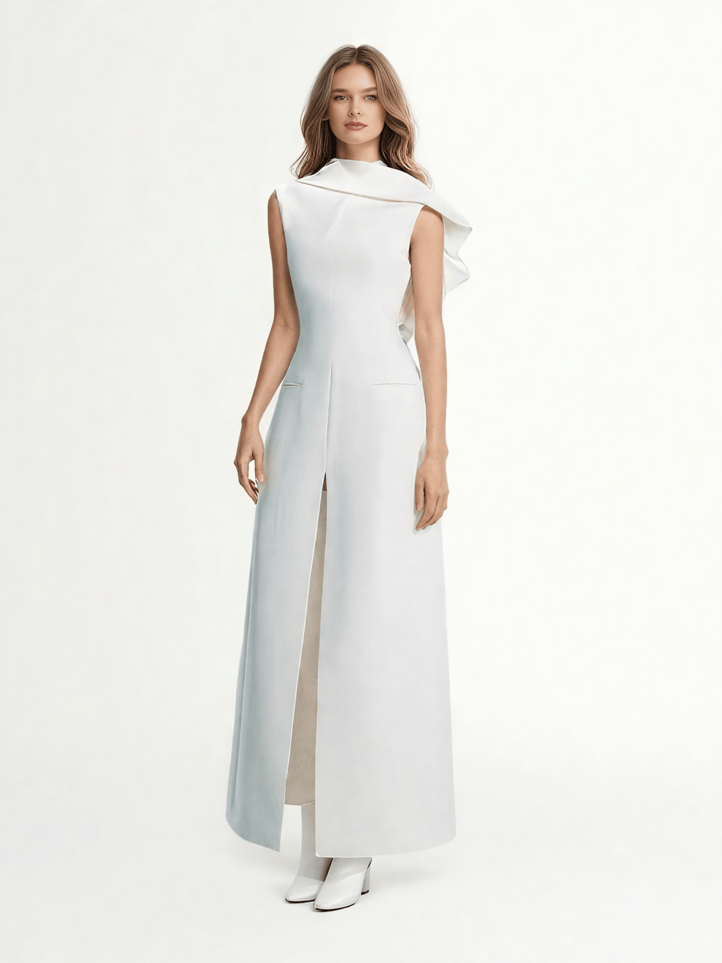 Solid Sleeveless Side Split Long Dress - SISPELL
