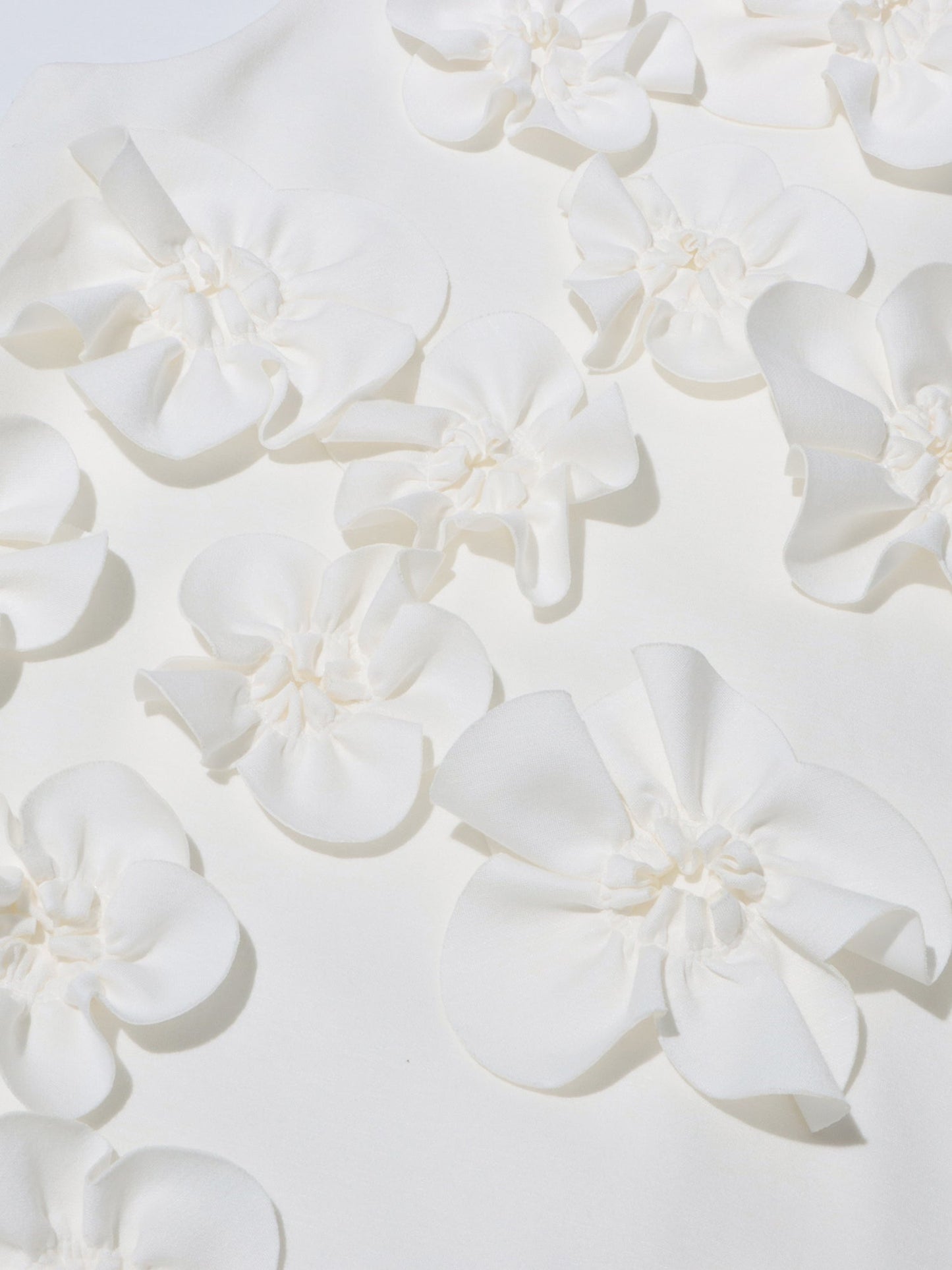 White 3D Floral High Neck Mini Dress - SISPELL