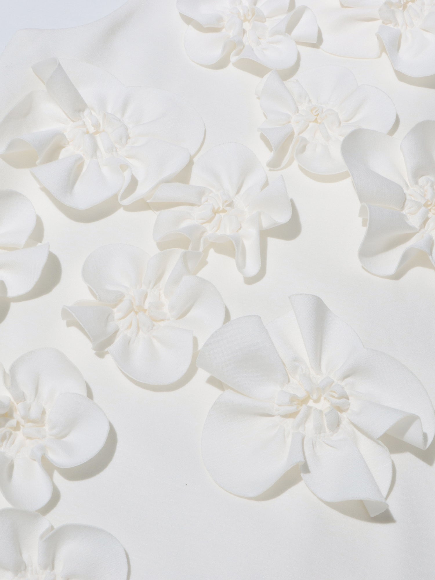 White 3D Floral High Neck Mini Dress - SISPELL