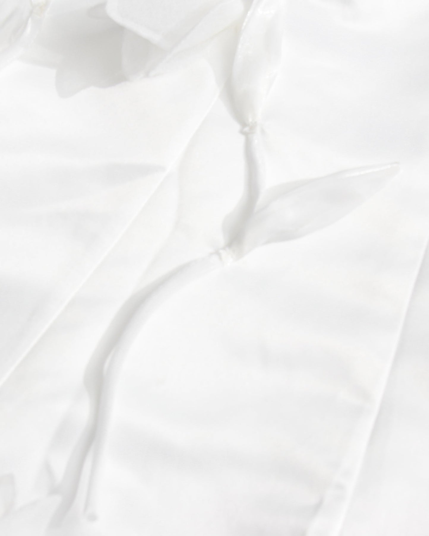 White Satin Strapless Midi Dress with 3D Floral - SISPELL