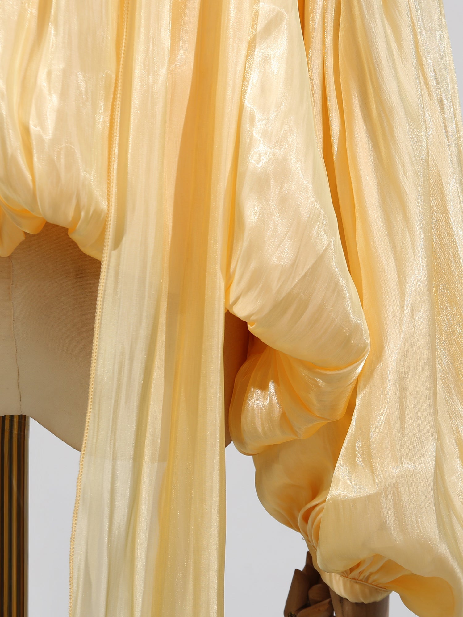 Yellow Halter Neck Puff Sleeve Blouse - SISPELL